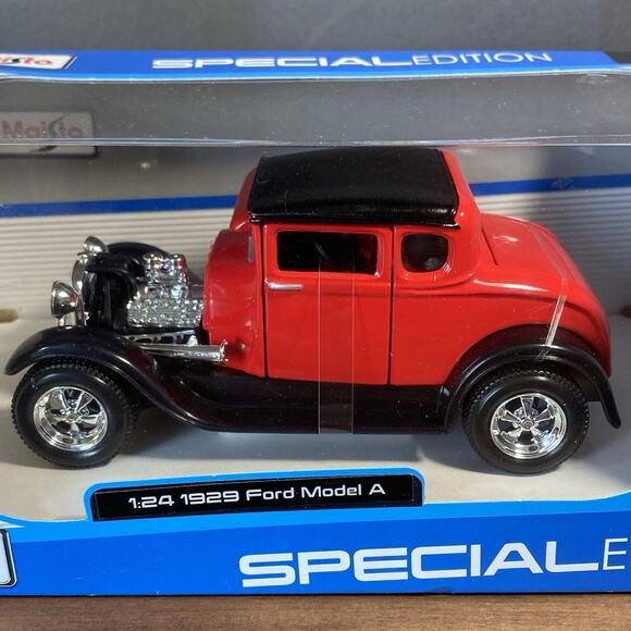 Maisto 1929 FORD MODEL A Coupe Hot Rod Red 1:24 Scale Diecast Car - Picture 3 of 8